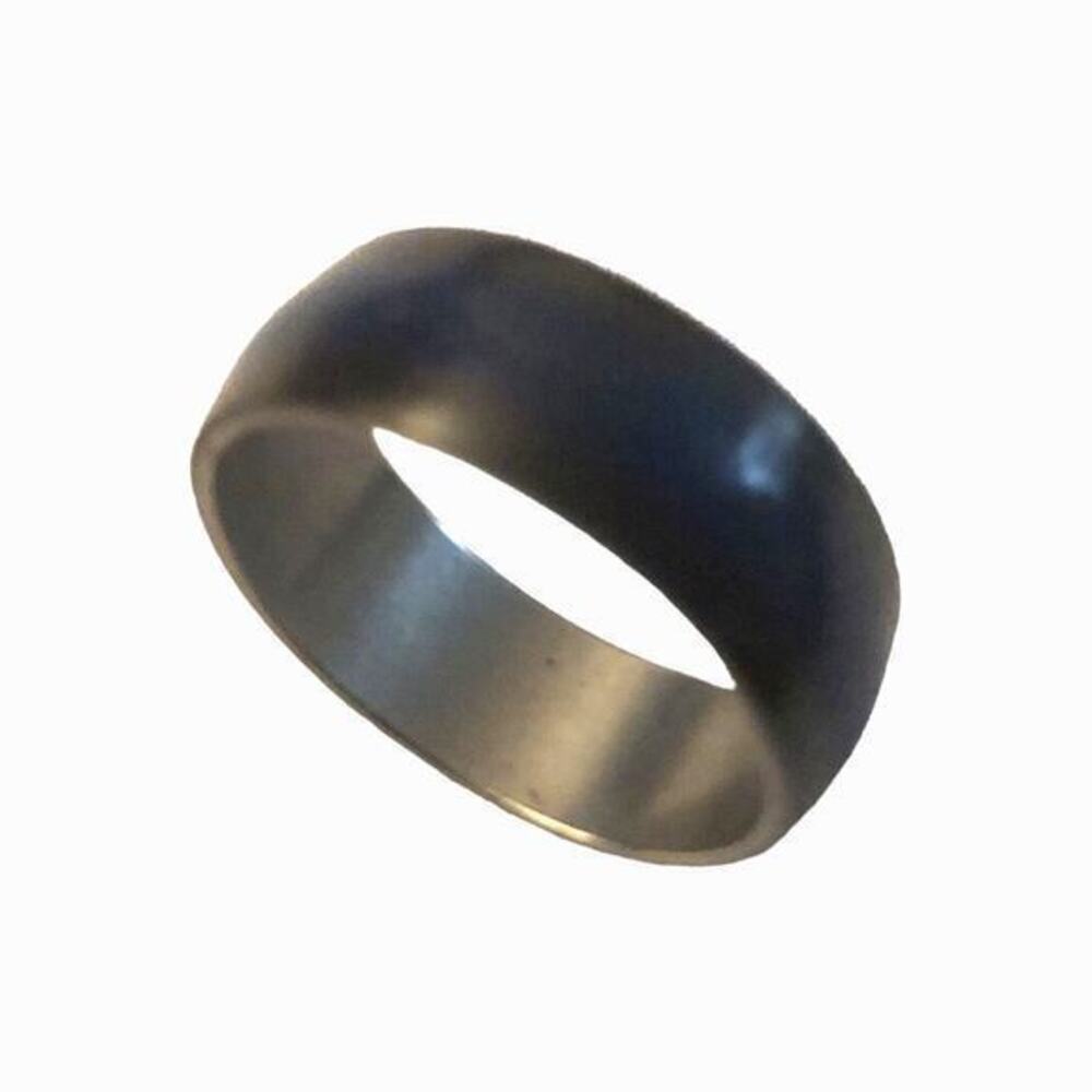 New stainless steel black with blue stipe‎ ring size 9